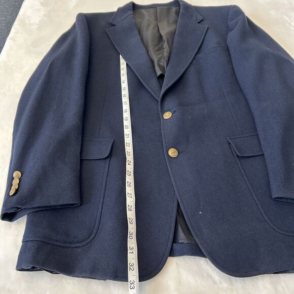 CRICKETEER Magrams Wool Blazer Men's Navy Blue 2-Button Gold Sport Coat Preppy - Picture 3 of 9